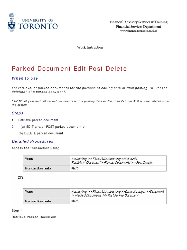 Parked Document Edit Post Delete PDF Communication Information