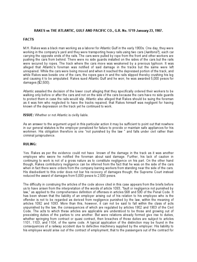 13 RAKES Vs THE ATLANTIC Download Free PDF Negligence