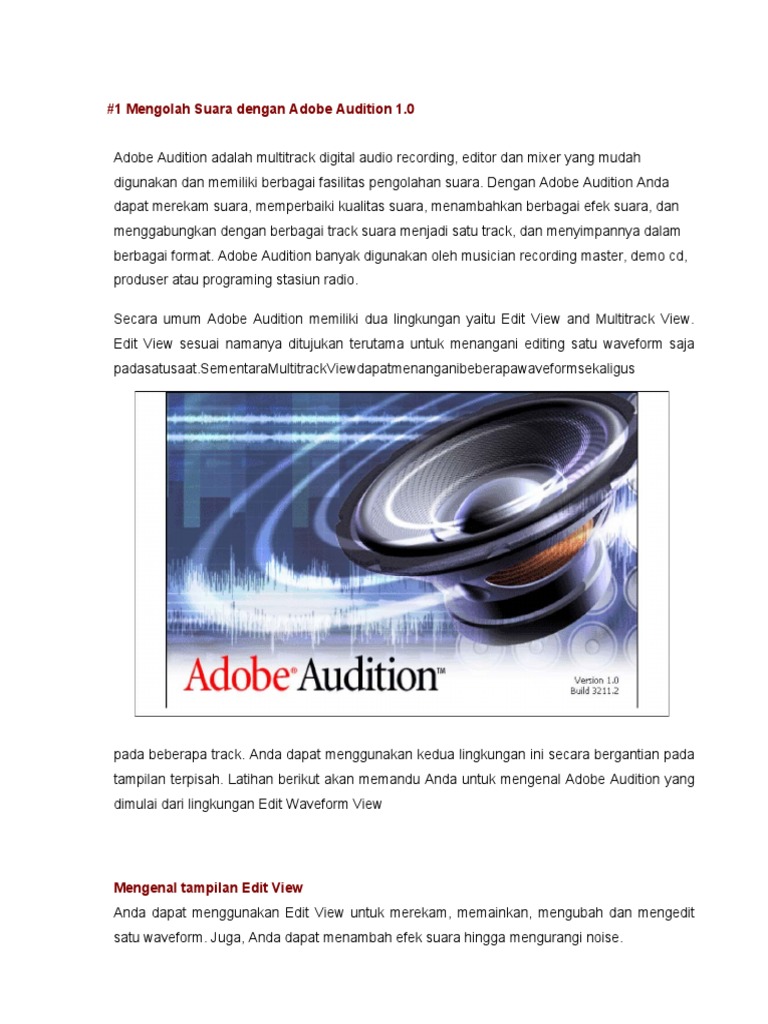 Modul 1 Mengolah Suara Dengan Adobe Audition 10 | PDF