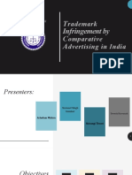 T Infringement by C A: Rademark Omparative Dvertising in India