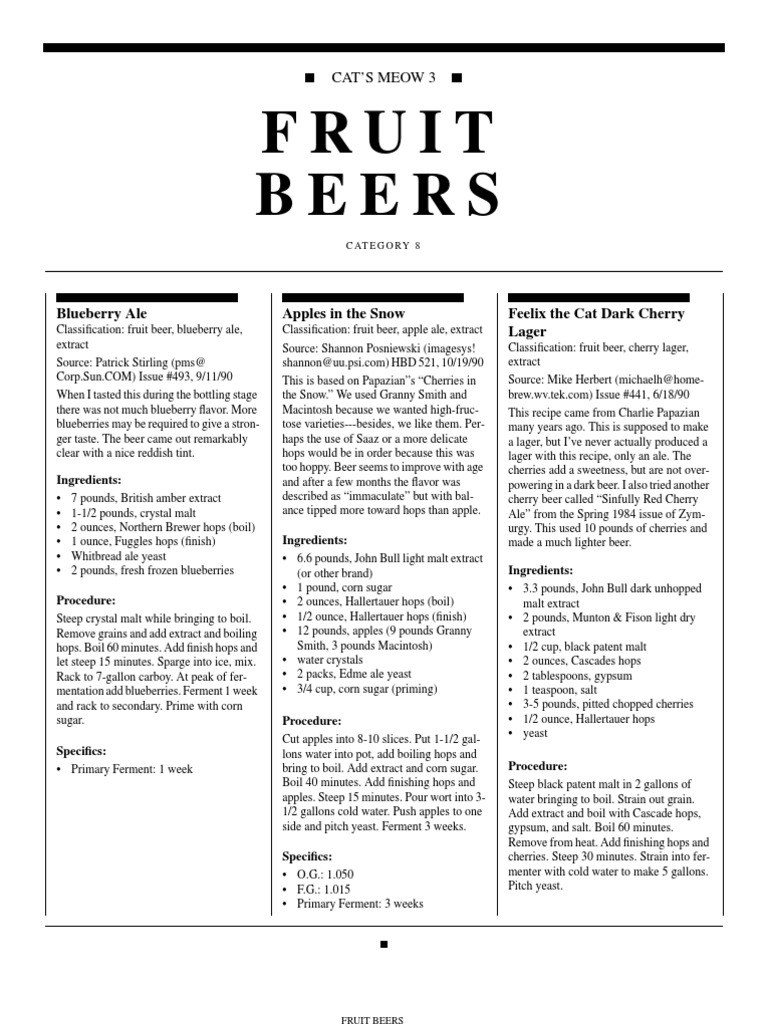 Cat's Meow Home Brewing 08 Fruit Beer PDF Brewing Ale