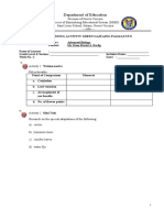 Department of Education: Dbes Learning Activity Sheet/Gawaing Pagkatuto