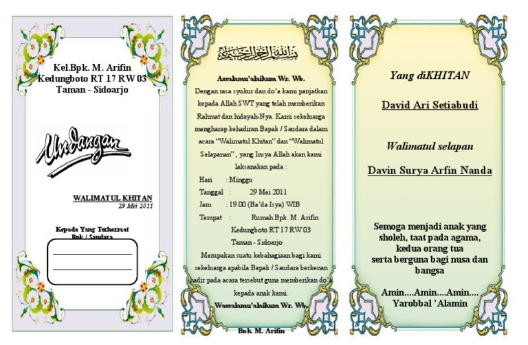 68 Contoh Undangan Khitanan Yang Bisa Di Edit Word Gratis Terbaru