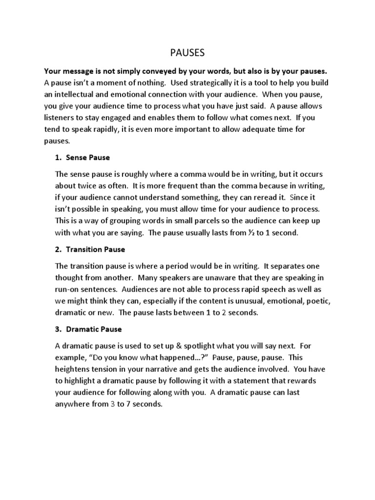 4 - Pauses | PDF | Psychological Concepts | Human Communication
