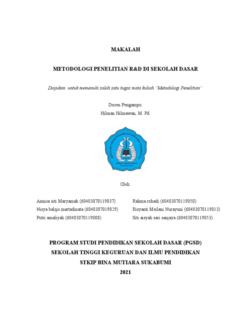 Metode Penelitian R D Di Sd Pdf
