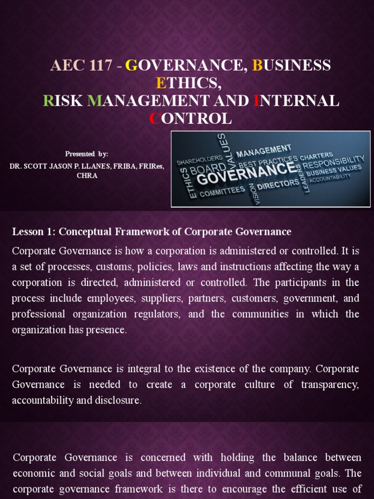 Corporate Governance and Risk Management | PDF | Corporate Social ...