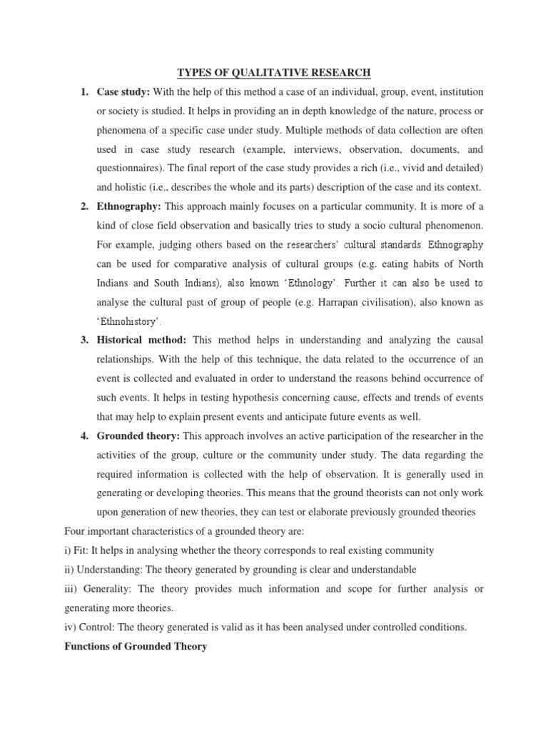 Types of Qualitative Research PDF Case Study Qualitative Research