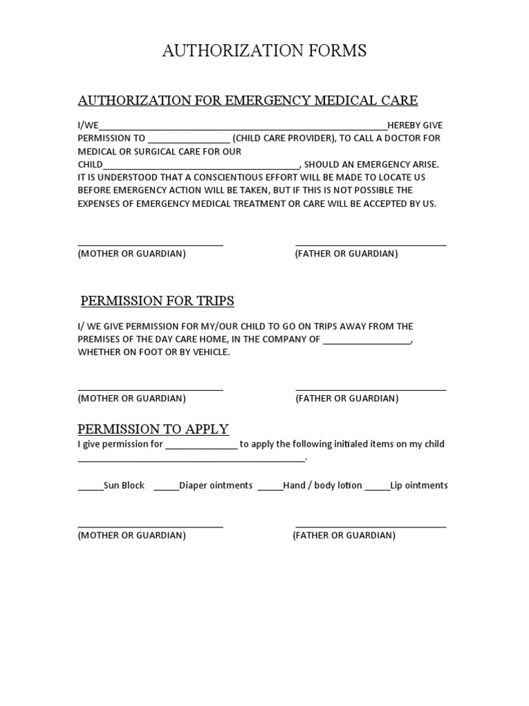 Authorization Forms Blank | PDF