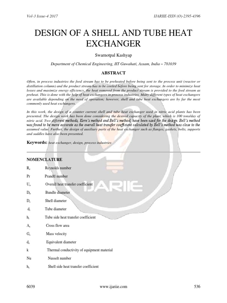 Shell and Tube Heat Exchanger Design | PDF | Heat Exchanger | Pipe ...