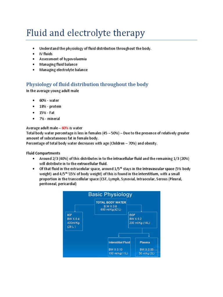 Fluid and Electrolyte Therapy Overview | PDF | Saline (Medicine ...