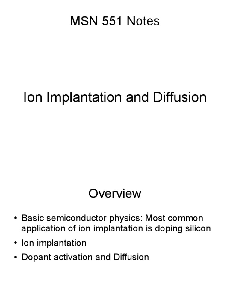 Ion Implantation vs Diffusion in VLSI | PDF