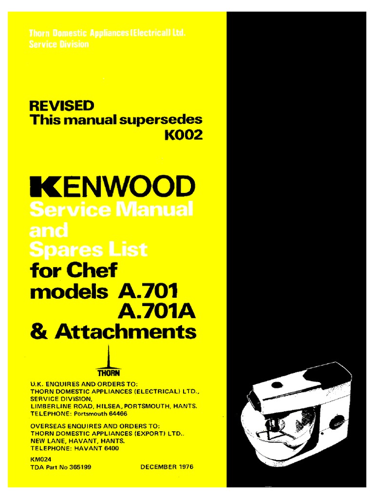 Kenwood Chef A701 (En) | PDF