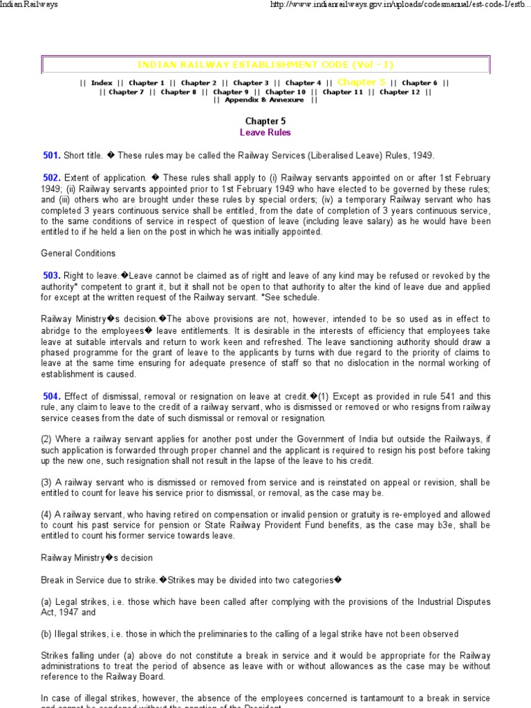 Indian Railway Leave Rules Overview | PDF | Physician | Hospital