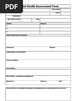Mental Health Assessment Form Template