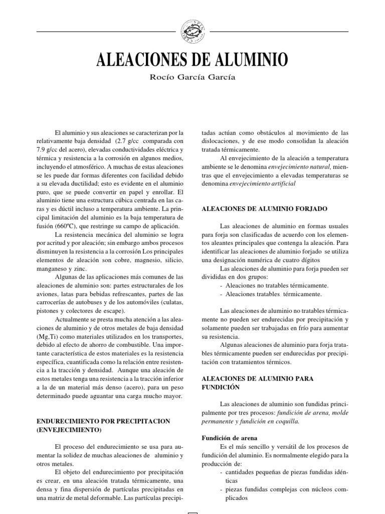 Aleaciones de Aluminio y Fundición | PDF | Aleación | Aluminio