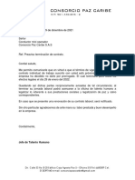 Pre Aviso Terminacion de Contrato