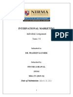 International Marketing: Individual Assignment Term-VI