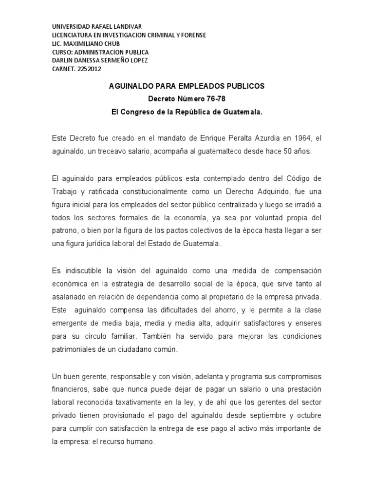 Aguinaldo para Empleados Públicos | PDF | Guatemala | Salario