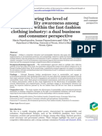 Exploring The Level of Sustainability Awareness Among Consumers Within The Fast-Fashion Clothing Industry: A Dual Business and Consumer Perspective