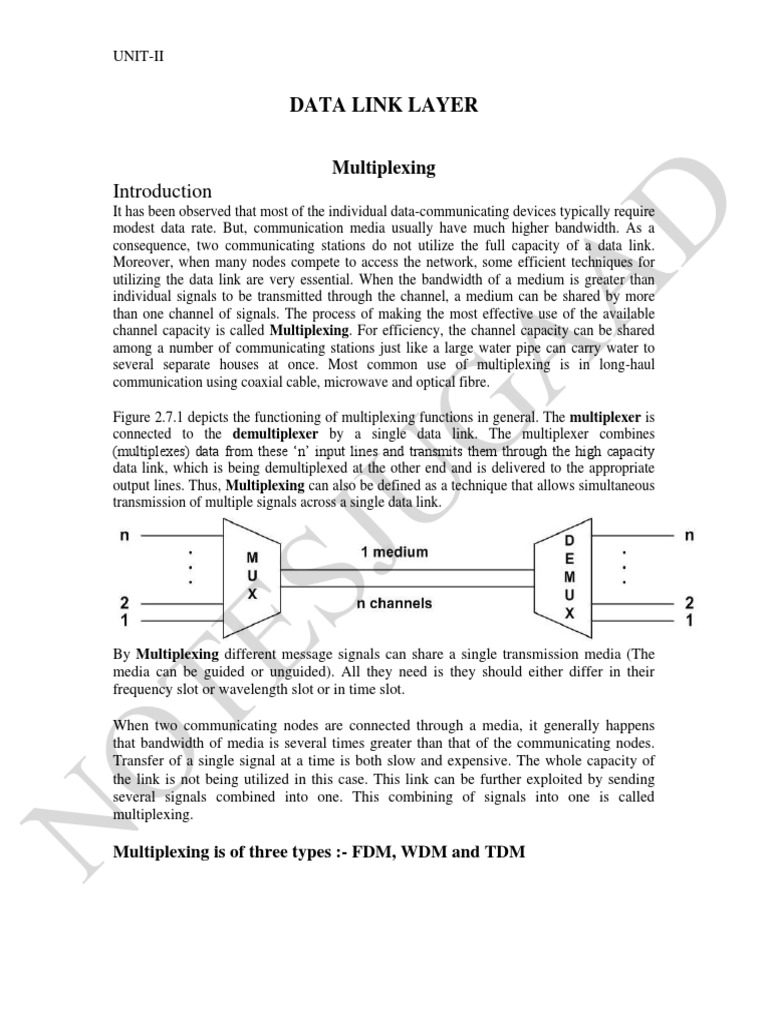 Computer Networks Unit2 | PDF | Multiplexing | Error Detection And ...