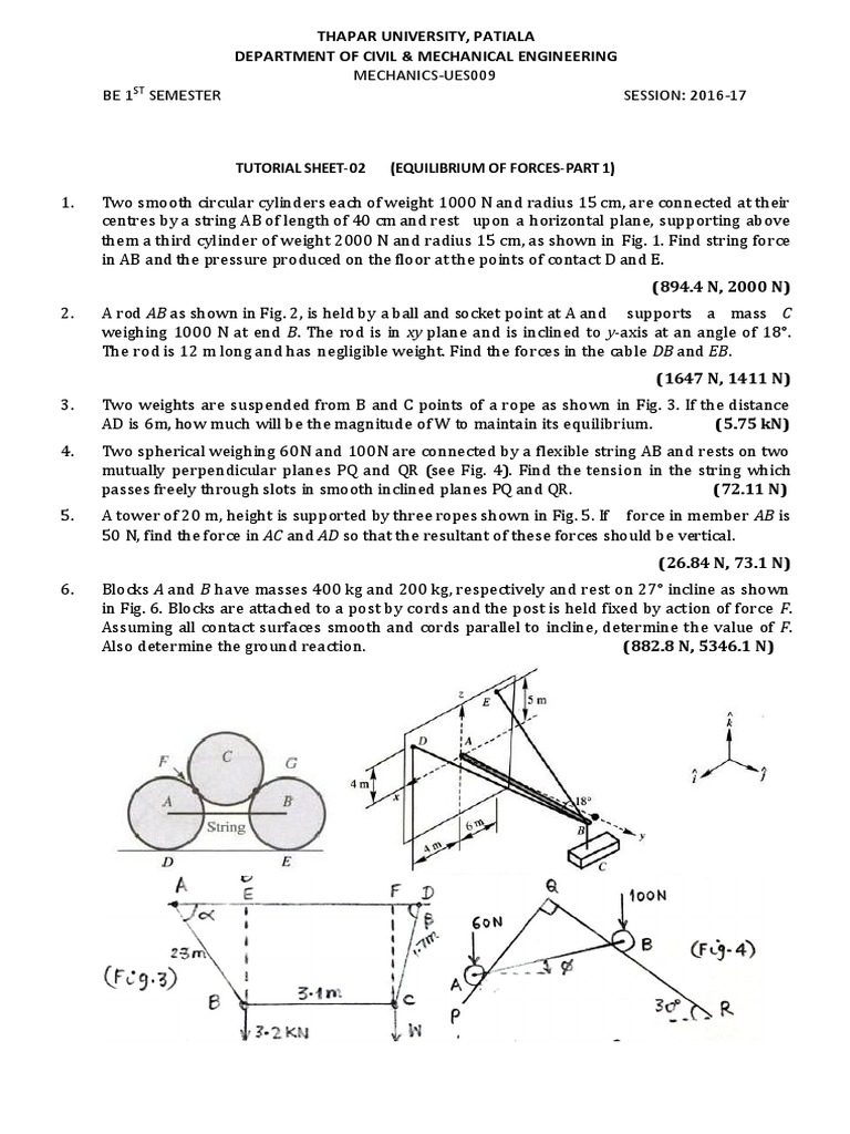 Tutorial 2 Pdf Force Weight