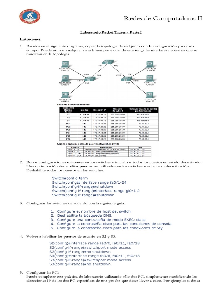 Configuración de VLAN en Packet Tracer | PDF | Dirección IP ...