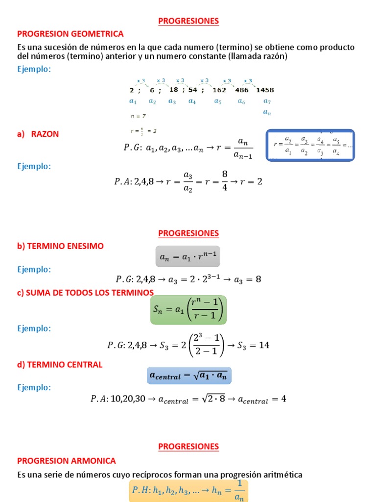 Progresiones Geométricas y Armónicas | PDF | Proporción | Matemáticas