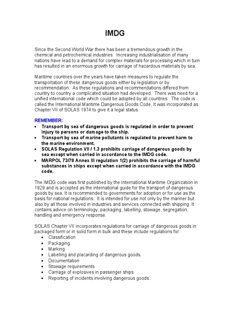 IMDG PDF Dangerous Goods Safety
