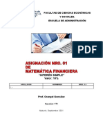 Asignacion Nro. 01. Matematica Financiera
