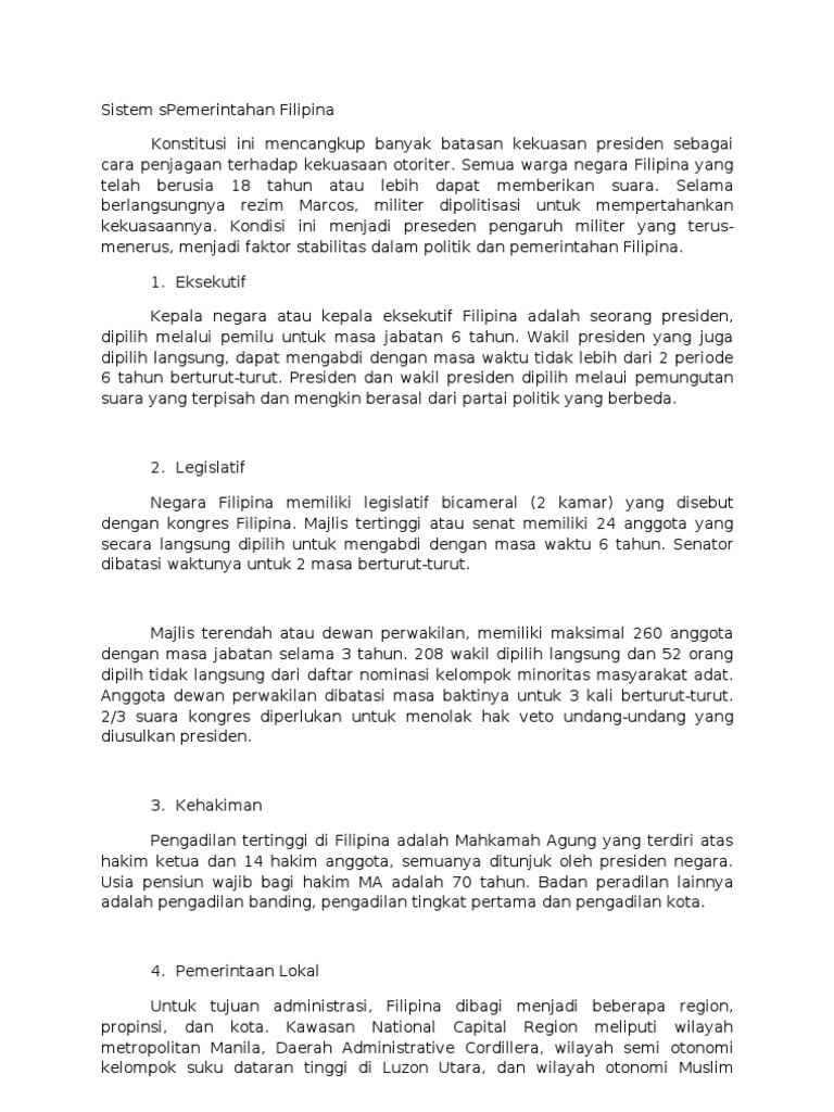 Sistem Pemerintahan Filipina