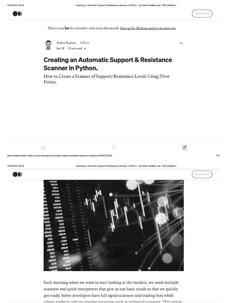 Creating An Automatic Support & Resistance Scanner in Python. | PDF