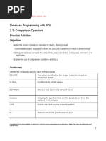 Database Programming With SQL 2-3: Comparison Operators Practice Activities