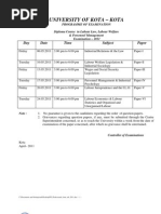 University of Kota - Kota: Day Date Time Subject Paper