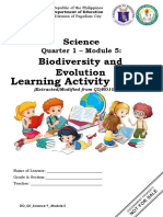 Biodiversity and Evolution: Learning Activity Sheets