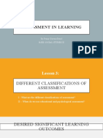 Assessment in Learning: by Penny Goyena Besid Bsed Social Studies Ii