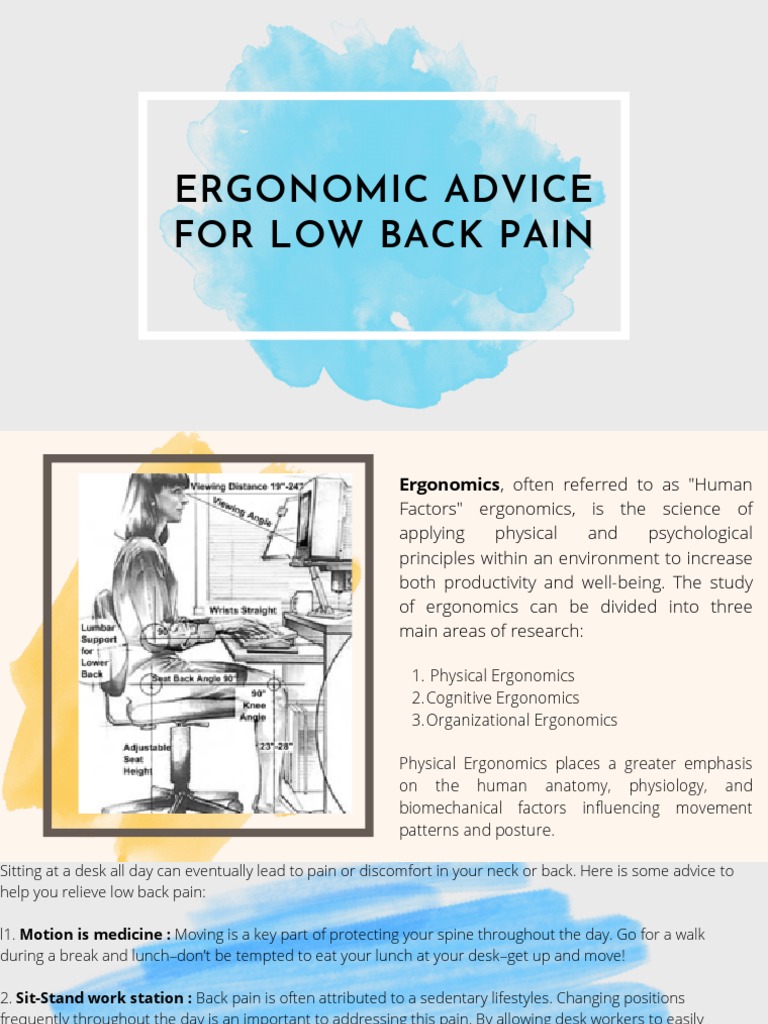 Ergonomic Advice For Low Back Pain PDF