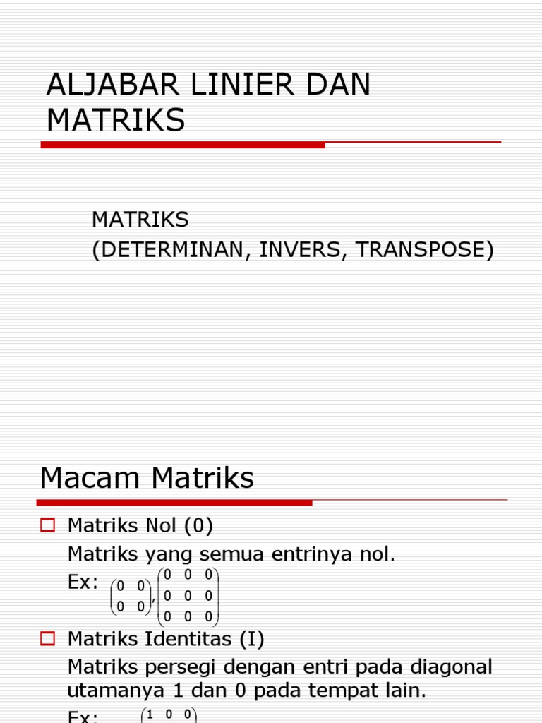 Matriks Invers dan Identitas dalam Aljabar | PDF