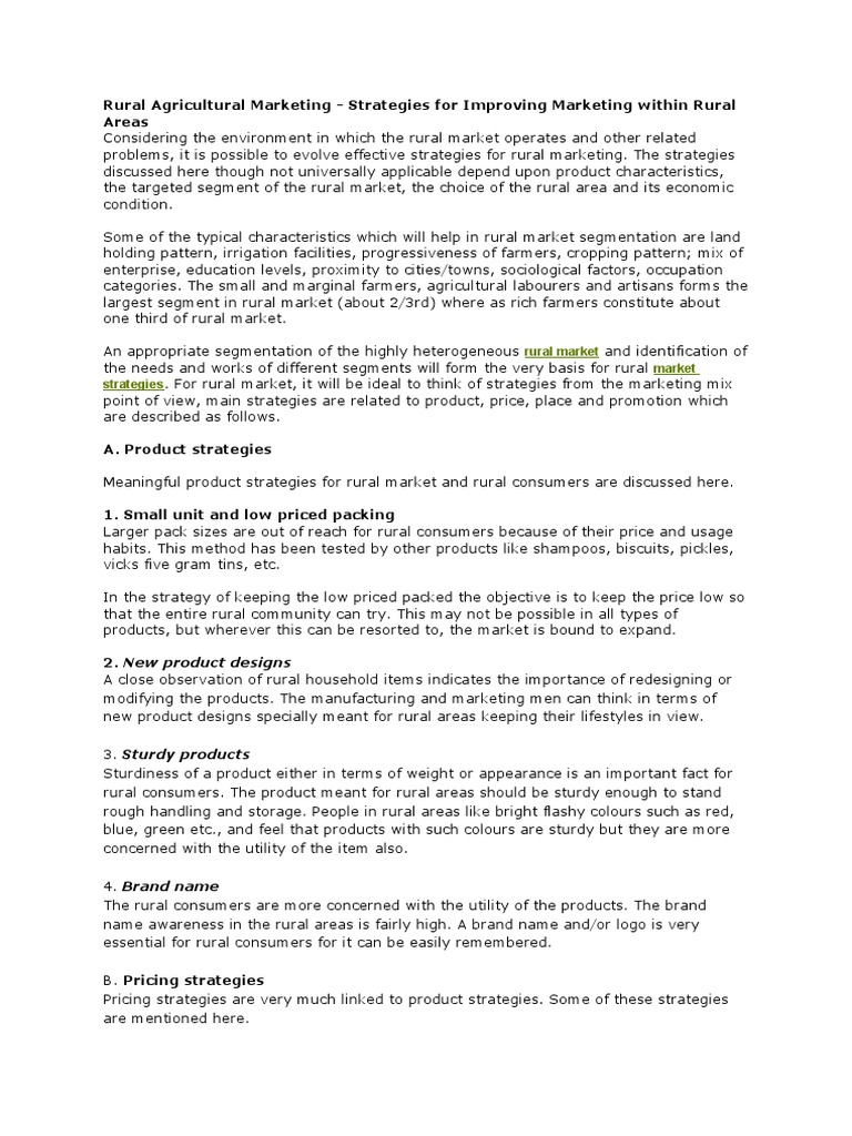 Strategies for Rural Agricultural Marketing | PDF | Marketing | Agriculture