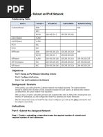 Packet Tracer - Subnet An Ipv4 Network: Addressing Table