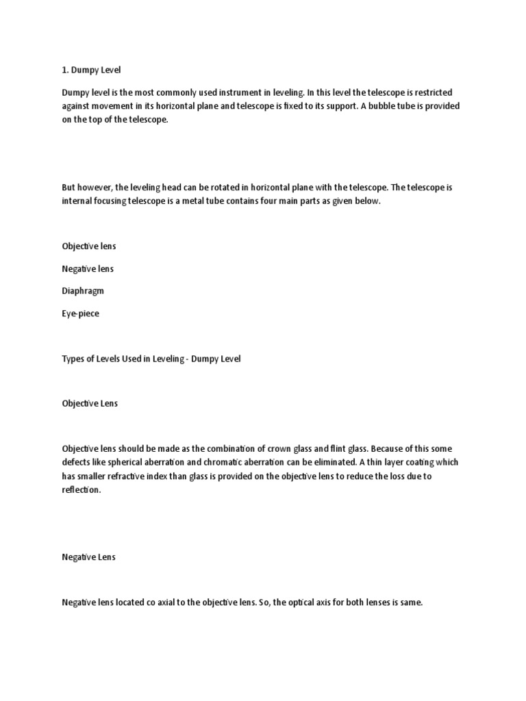 Dumpy Level | PDF | Optics | Glass Applications