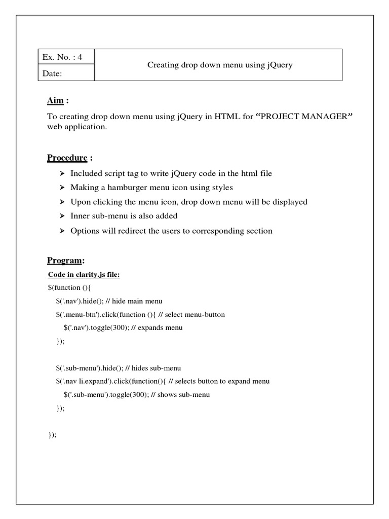 Code in Clarity - Js File | Download Free PDF | J Query | Menu (Computing)