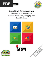 Applied Economics: Quarter 3 - Module 3: Market Demand, Supply and Equilibrium