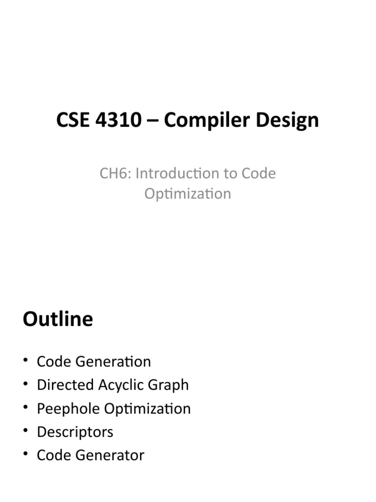CD - CH6 - Introduction To Code Optimization | PDF | Program ...