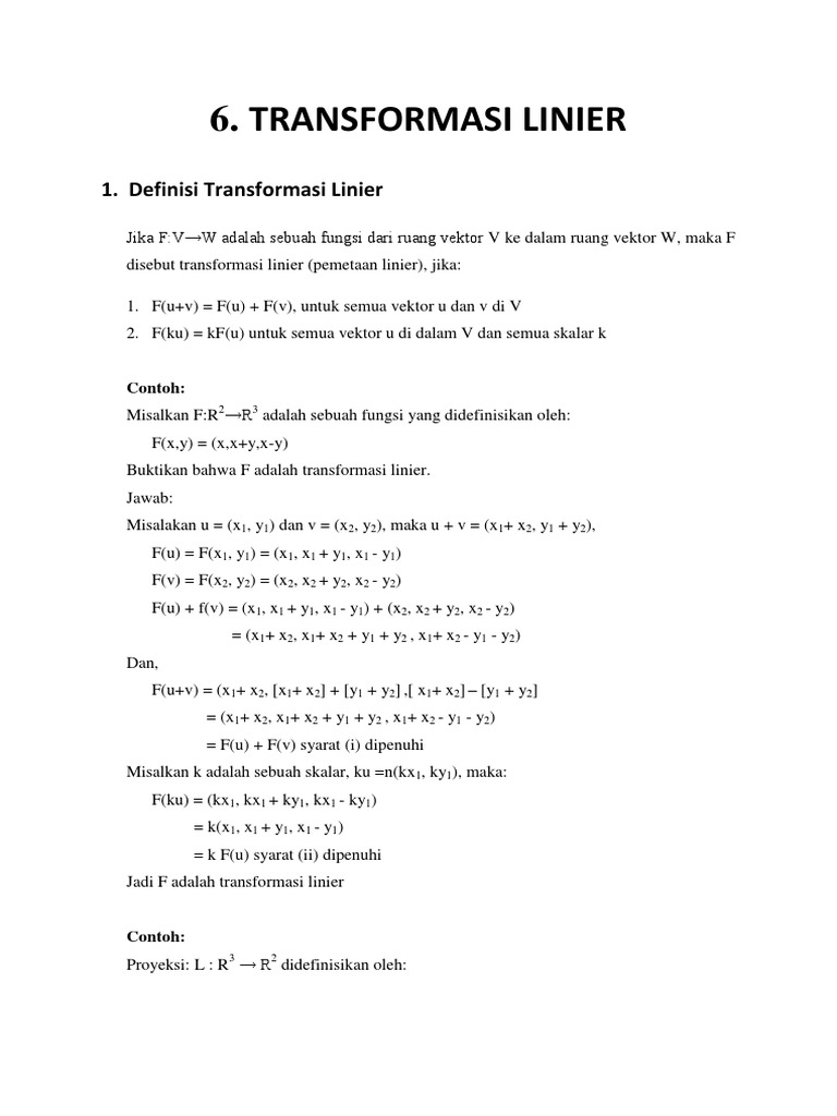 Contoh dan Definisi Transformasi Linier | PDF