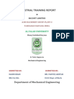 Industrial Training Report: Department of Mechanical Engineering