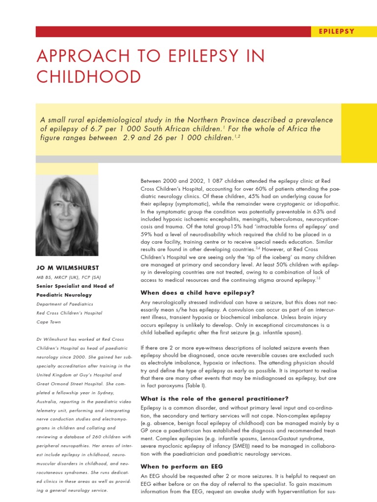 Approach To Epilepsy in Childhood | PDF | Epilepsy | Neurology