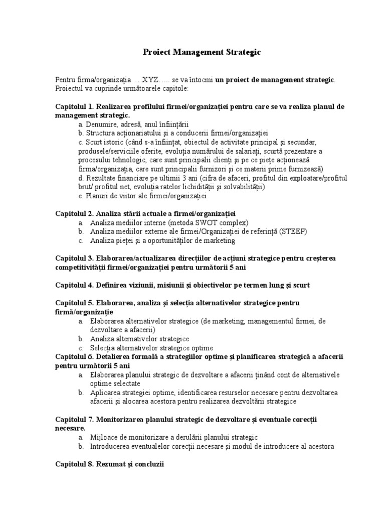 Proiect Management Strategic | PDF