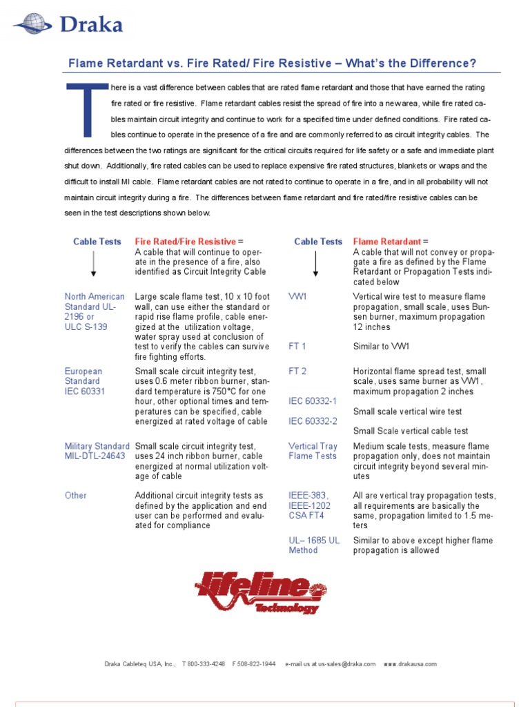 Flame Retardant Vs Fire Rated Cables PDF Electricity