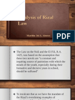 Analysis of Rizal Law: Marithe Joi A. Aberos