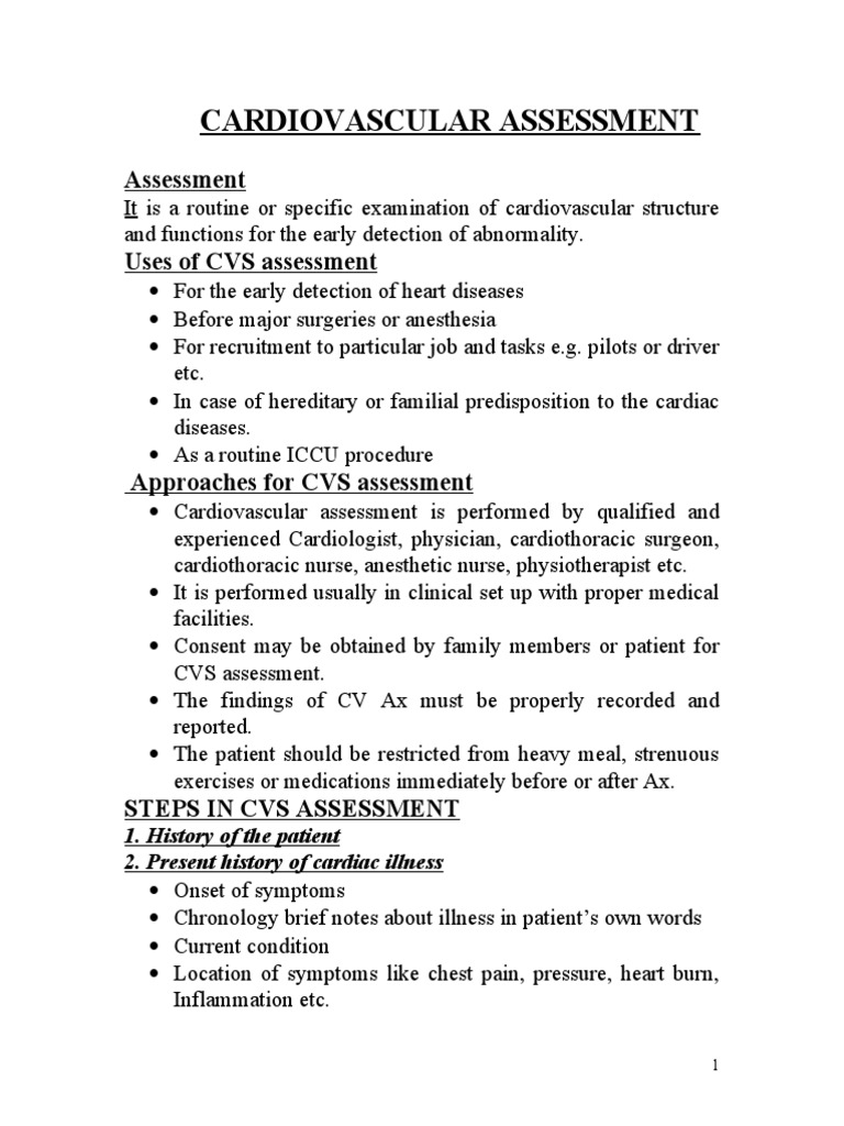 Cardiovascular Assessment Procedures | PDF | Thorax | Heart